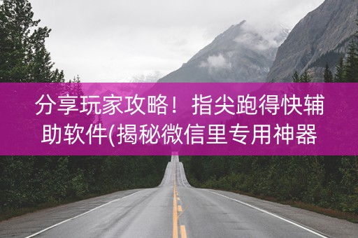 分享玩家攻略！指尖跑得快辅助软件(揭秘微信里专用神器)