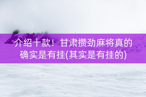 介绍十款！甘肃攒劲麻将真的确实是有挂(其实是有挂的)