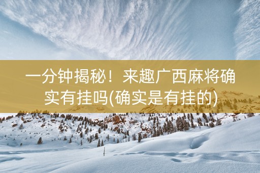 一分钟揭秘！来趣广西麻将确实有挂吗(确实是有挂的)