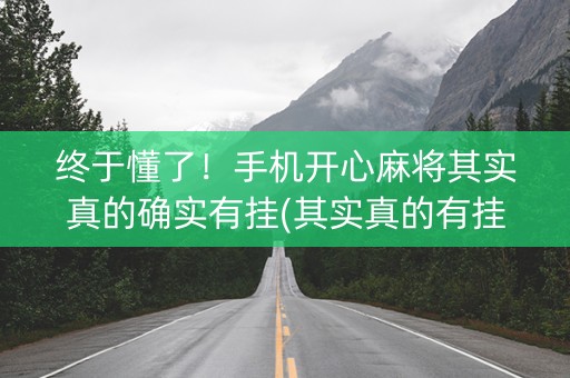 终于懂了！手机开心麻将其实真的确实有挂(其实真的有挂)