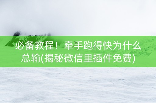 必备教程！牵手跑得快为什么总输(揭秘微信里插件免费)
