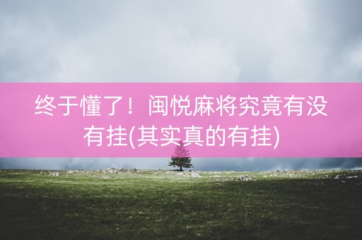 终于懂了！闽悦麻将究竟有没有挂(其实真的有挂)