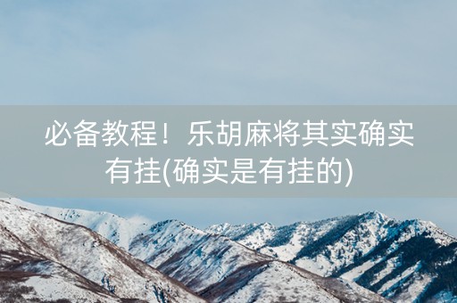 必备教程！乐胡麻将其实确实有挂(确实是有挂的)