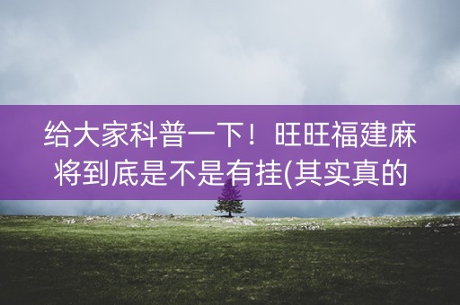 给大家科普一下！旺旺福建麻将到底是不是有挂(其实真的确实有挂)