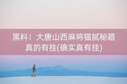 黑料！大唐山西麻将猫腻秘籍真的有挂(确实真有挂)