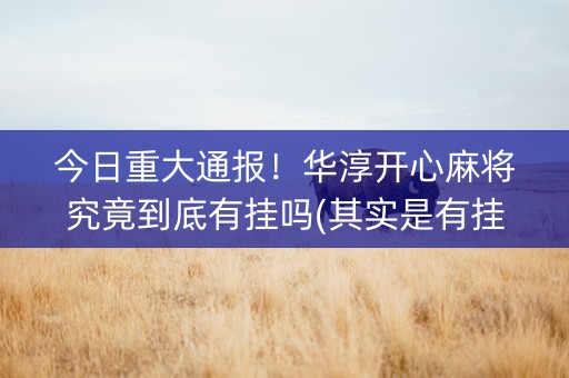 今日重大通报！华淳开心麻将究竟到底有挂吗(其实是有挂确实有挂)
