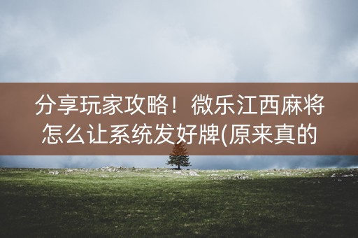 分享玩家攻略！微乐江西麻将怎么让系统发好牌(原来真的有挂)