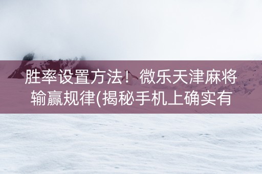胜率设置方法！微乐天津麻将输赢规律(揭秘手机上确实有猫腻)
