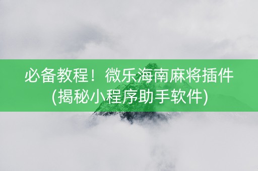 必备教程！微乐海南麻将插件(揭秘小程序助手软件)