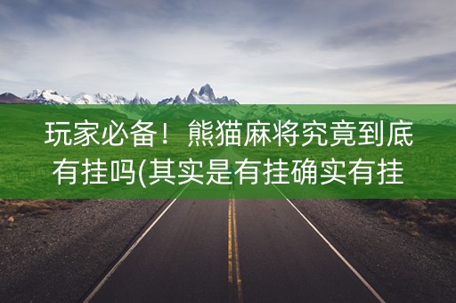 玩家必备！熊猫麻将究竟到底有挂吗(其实是有挂确实有挂)