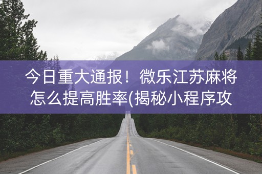 今日重大通报！微乐江苏麻将怎么提高胜率(揭秘小程序攻略插件)