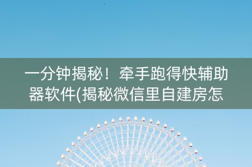 一分钟揭秘！牵手跑得快辅助器软件(揭秘微信里自建房怎么赢)