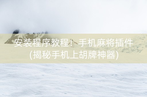 安装程序教程！手机麻将插件(揭秘手机上胡牌神器)