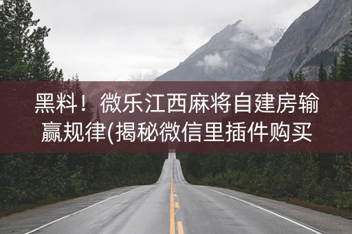 黑料！微乐江西麻将自建房输赢规律(揭秘微信里插件购买)