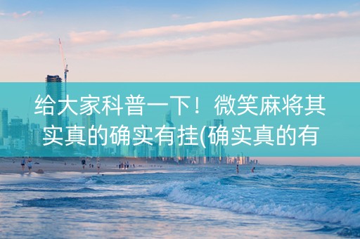 给大家科普一下！微笑麻将其实真的确实有挂(确实真的有挂)