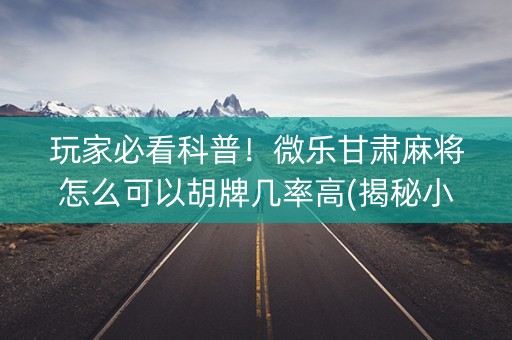 玩家必看科普！微乐甘肃麻将怎么可以胡牌几率高(揭秘小程序助攻神器)