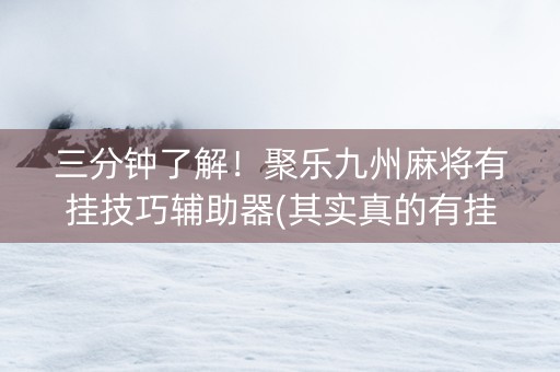 三分钟了解！聚乐九州麻将有挂技巧辅助器(其实真的有挂)