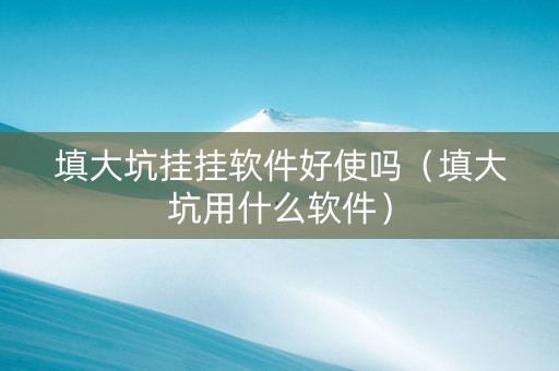 填大坑挂挂软件好使吗（填大坑用什么软件）