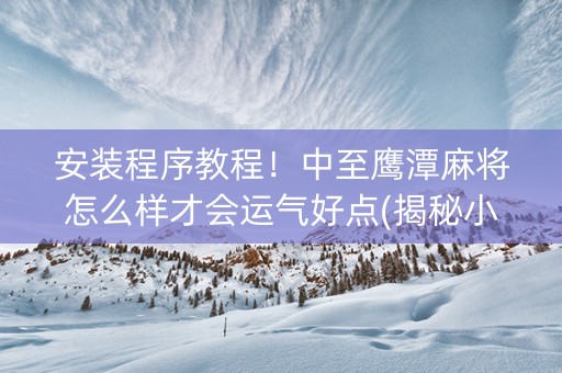 安装程序教程！中至鹰潭麻将怎么样才会运气好点(揭秘小程序赢的秘诀)