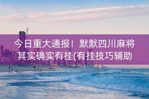 今日重大通报！默默四川麻将其实确实有挂(有挂技巧辅助器)