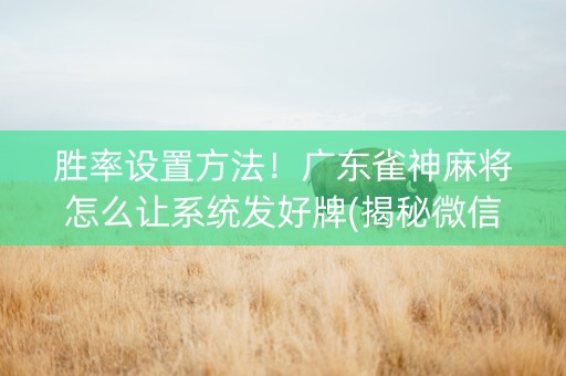 胜率设置方法！广东雀神麻将怎么让系统发好牌(揭秘微信里系统发好牌)
