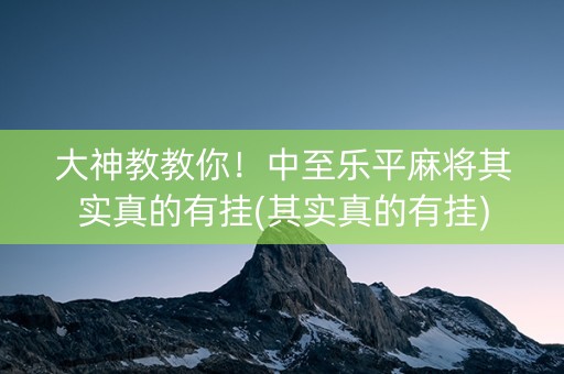大神教教你！中至乐平麻将其实真的有挂(其实真的有挂)