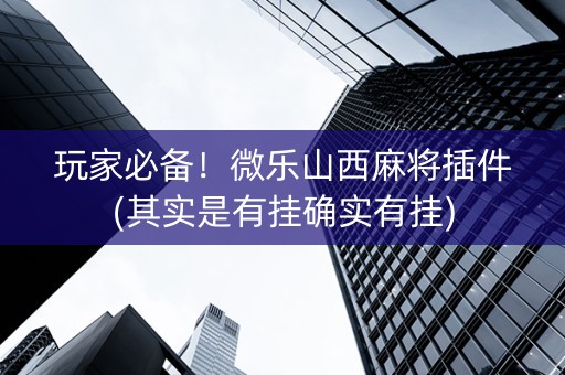 玩家必备！微乐山西麻将插件(其实是有挂确实有挂)