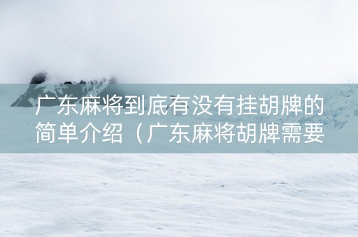 广东麻将到底有没有挂胡牌的简单介绍（广东麻将胡牌需要将吗）