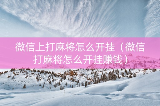 微信上打麻将怎么开挂（微信打麻将怎么开挂赚钱）
