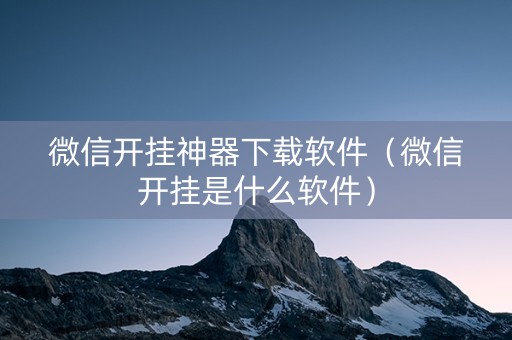 微信开挂神器下载软件（微信开挂是什么软件）