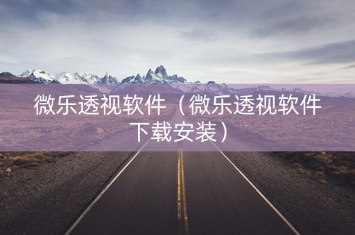 微乐透视软件（微乐透视软件下载安装）