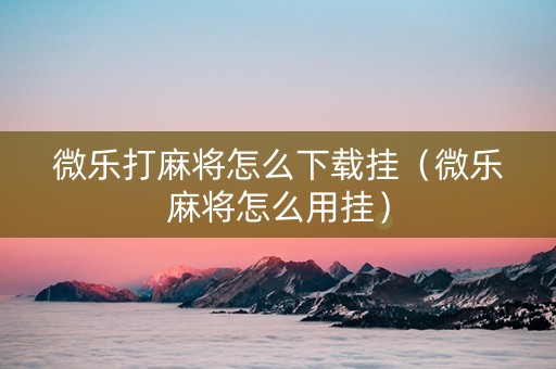 微乐打麻将怎么下载挂（微乐麻将怎么用挂）