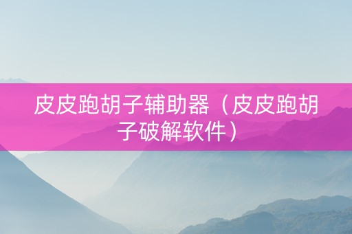 皮皮跑胡子辅助器（皮皮跑胡子破解软件）