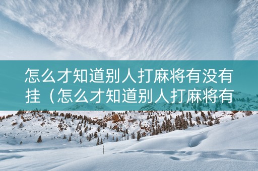 怎么才知道别人打麻将有没有挂（怎么才知道别人打麻将有没有挂了）