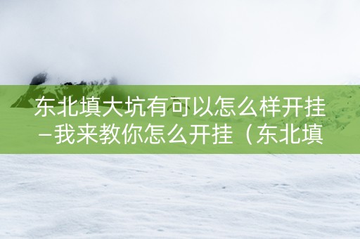 东北填大坑有可以怎么样开挂—我来教你怎么开挂（东北填大坑怎么玩能赢）