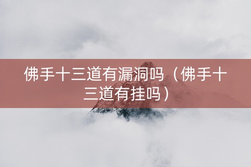 佛手十三道有漏洞吗（佛手十三道有挂吗）