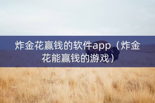 炸金花赢钱的软件app（炸金花能赢钱的游戏）