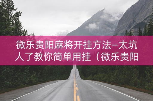 微乐贵阳麻将开挂方法—太坑人了教你简单用挂（微乐贵阳麻将怎么开挂）