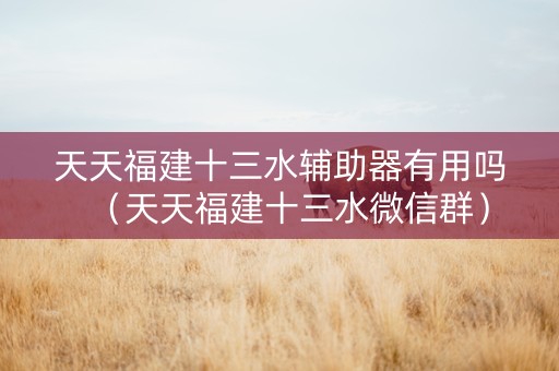 天天福建十三水辅助器有用吗（天天福建十三水微信群）