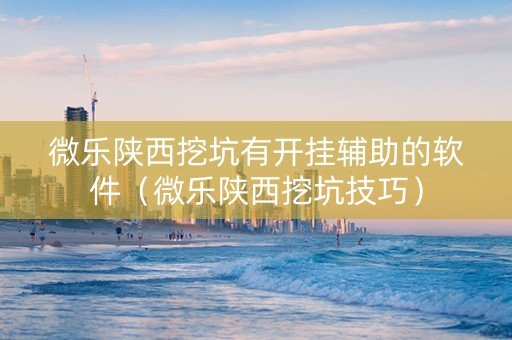 微乐陕西挖坑有开挂辅助的软件（微乐陕西挖坑技巧）