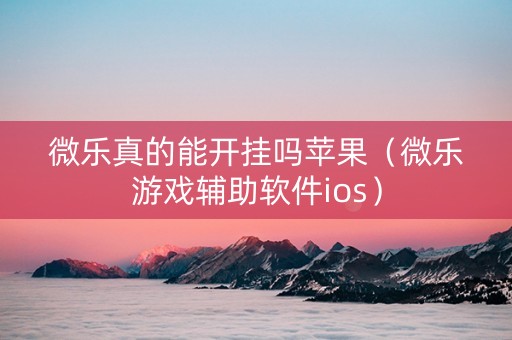 微乐真的能开挂吗苹果（微乐游戏辅助软件ios）