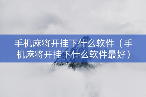 手机麻将开挂下什么软件（手机麻将开挂下什么软件最好）