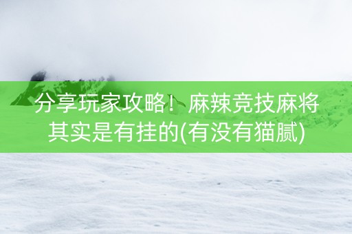 分享玩家攻略！麻辣竞技麻将其实是有挂的(有没有猫腻)