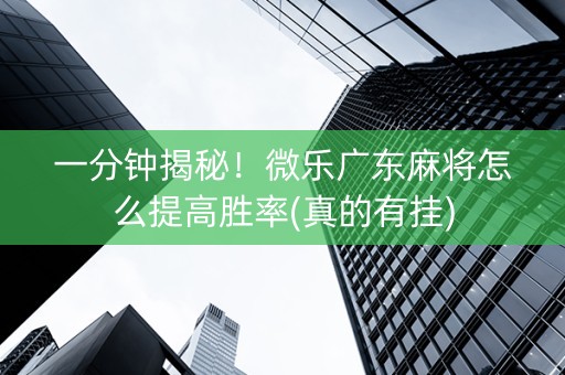 一分钟揭秘！微乐广东麻将怎么提高胜率(真的有挂)
