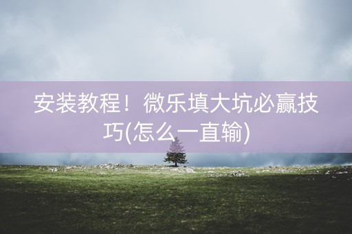 安装教程！微乐填大坑必赢技巧(怎么一直输)