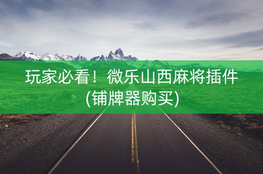 玩家必看！微乐山西麻将插件(铺牌器购买)