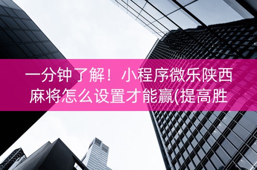 一分钟了解！小程序微乐陕西麻将怎么设置才能赢(提高胜率软件)