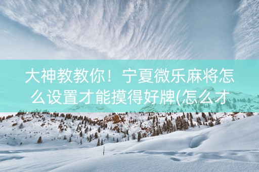 大神教教你！宁夏微乐麻将怎么设置才能摸得好牌(怎么才能赢得多)
