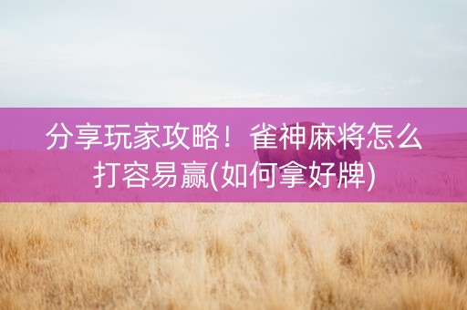 分享玩家攻略！雀神麻将怎么打容易赢(如何拿好牌)