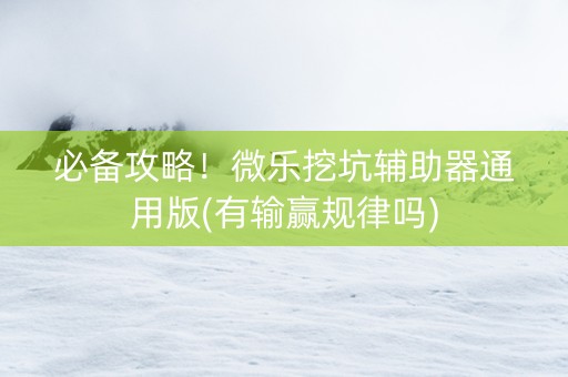 必备攻略！微乐挖坑辅助器通用版(有输赢规律吗)
